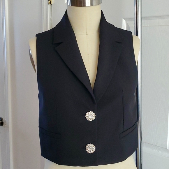 ZARA JEWEL BUTTON CROPPED VEST SIZE MEDIUM - Picture 7 of 8